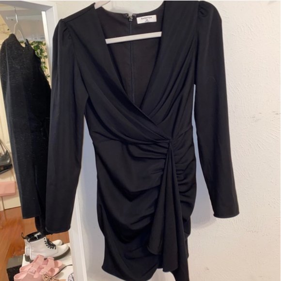 Aritzia Babaton Black Mini Vneck Encore Dress 00 - Picture 4 of 6